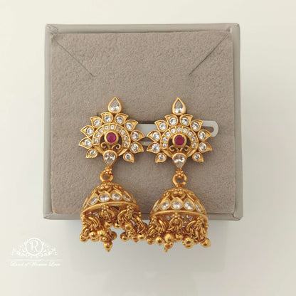 Silver White Stones Design jhumkas-RCCP126