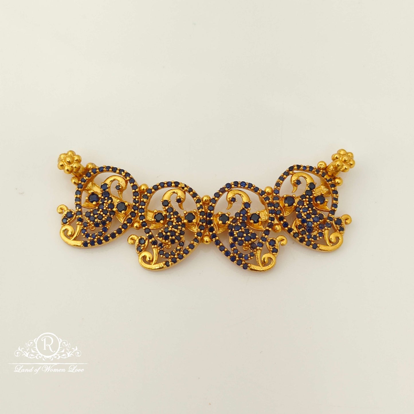 silver peacock design blue stone mala locket-rc87-60p11 92.5 silver ramala jewelry / ramala collections