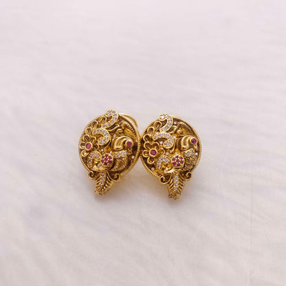 Silver peacock earrings -RCH394