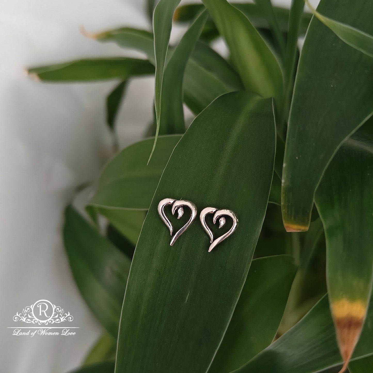 stud silver heart shape kids earrings-rchs15 92.5 silver ramala jewelry / ramala collections