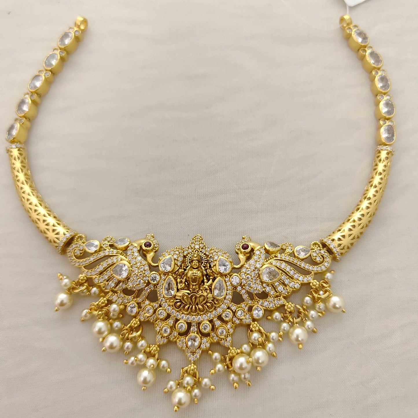 necklace silver with gold coating rcm271 pearl 92.5 silver ramala jewelry / ramala collections