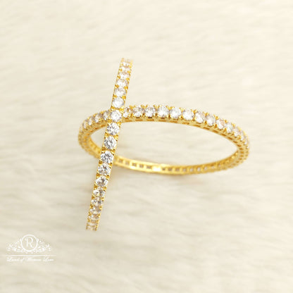 Silver White Stones Bangles-D017