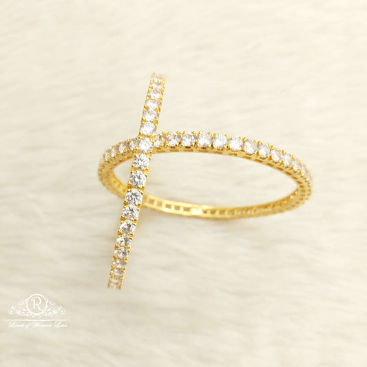 Silver White Stones Bangles-D017