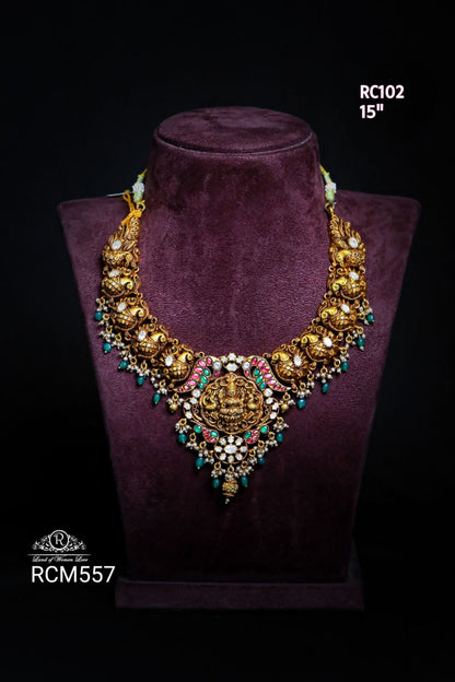 necklace silver cz-gold polish necklace designs -rcm557 cz 92.5 silver ramala jewelry / ramala collections