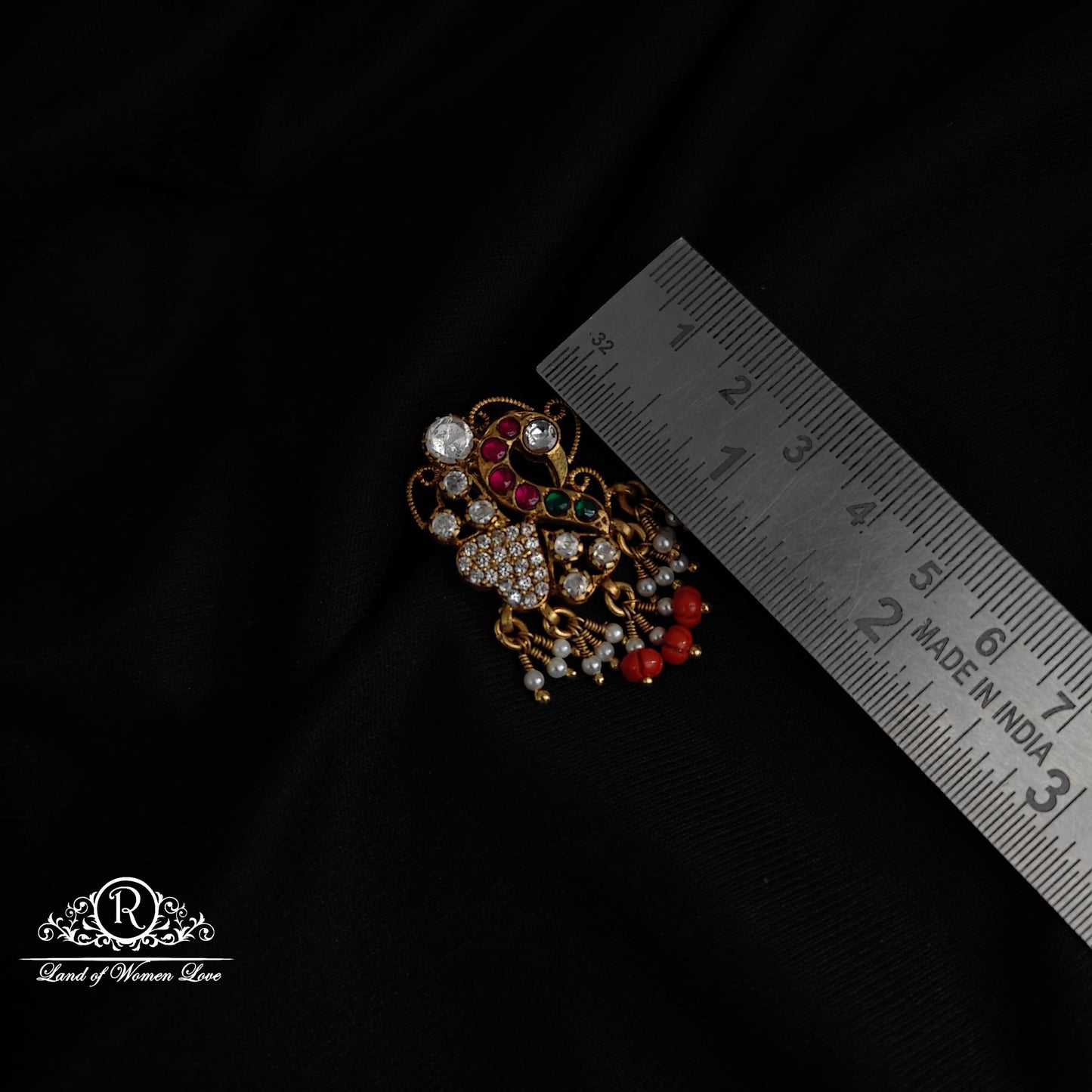 Silver peacock design kundan pendant-RCDS247