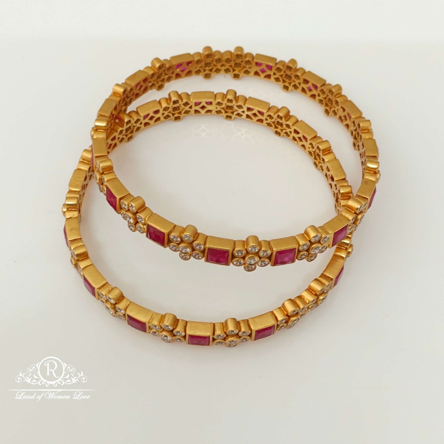 Silver Kempu Stones Design Bangles-RCCP23