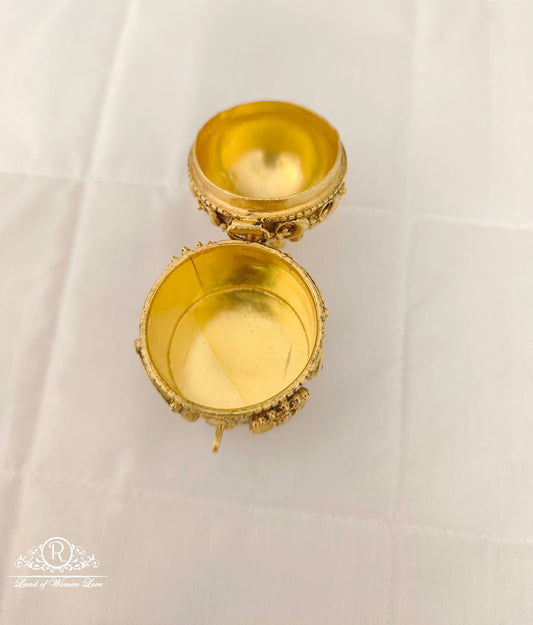 Silver Ganesh With Peacock Design Kumkum Barani-M430