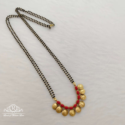 Silver black beads chain with locket -RCC300