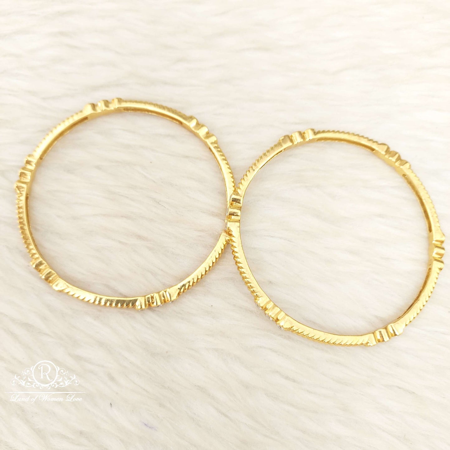 Silver White Stones Bangles-C157