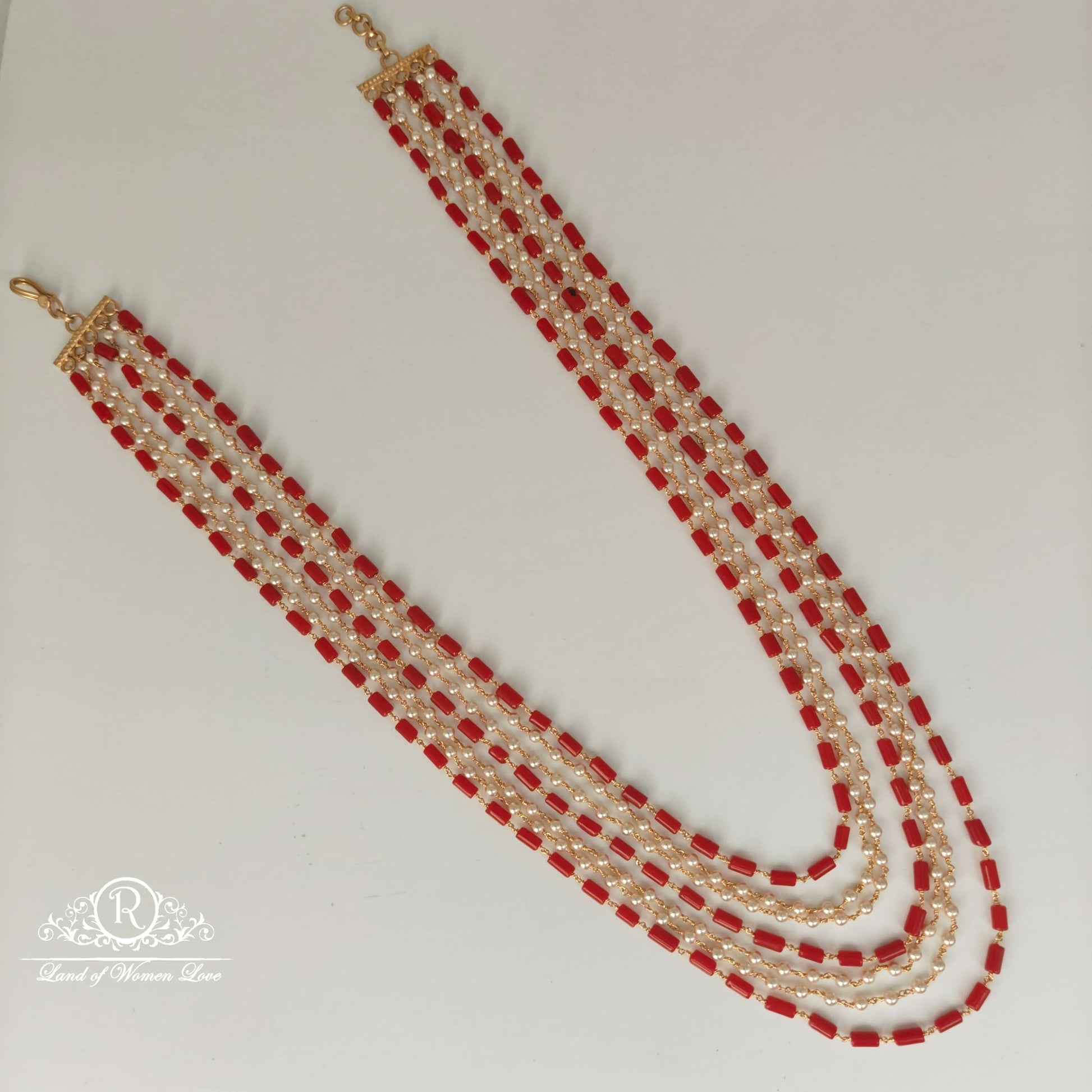 haram corals and pearls 7 lines haram-rcha17 92.5 silver ramala jewelry / ramala collections