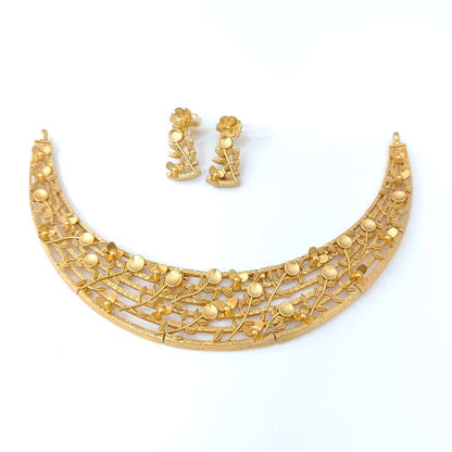 Silver base gold polish leaf Design Necklace-RCT198