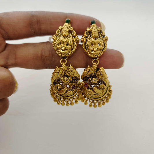 Silver lakshmi devi jhumkas-RCSH06