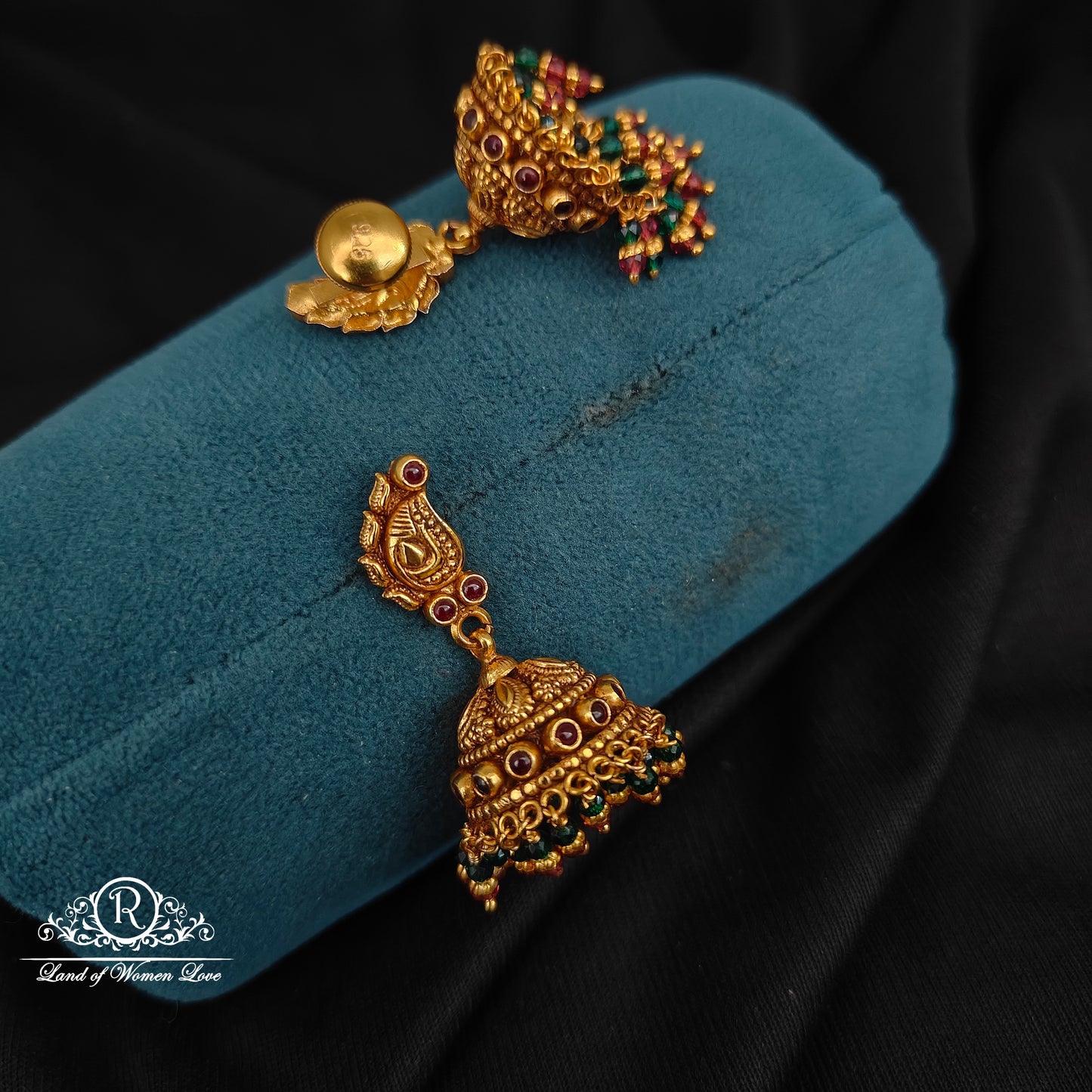 Silver antique with gold finishing jhumkas-RCDS374