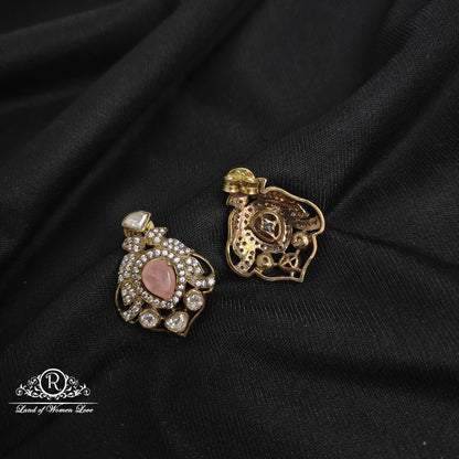 92.5 Silver Victorian pink earrings-RCP108
