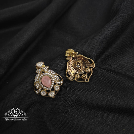 92.5 Silver Victorian pink earrings-RCP108
