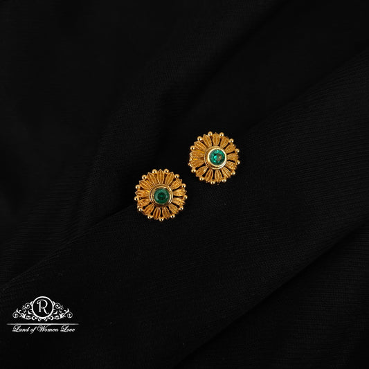 stud 92.5 silver flower design green stud earrings-rck275 92.5 silver ramala jewelry / ramala collections