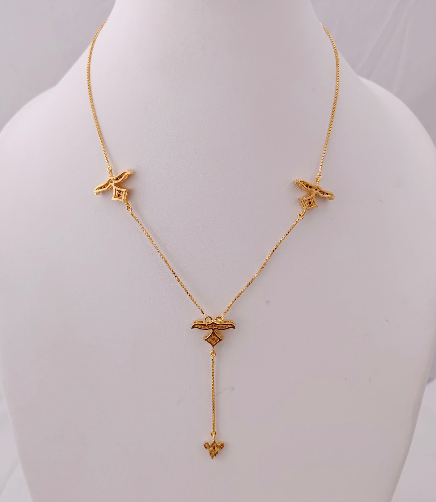 Silver CZ-gold polish chain design -RCD159