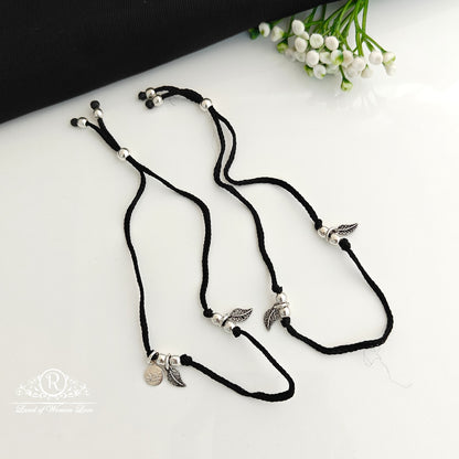 anklet silver black theard anklets-rcra106 92.5 silver ramala jewelry / ramala collections