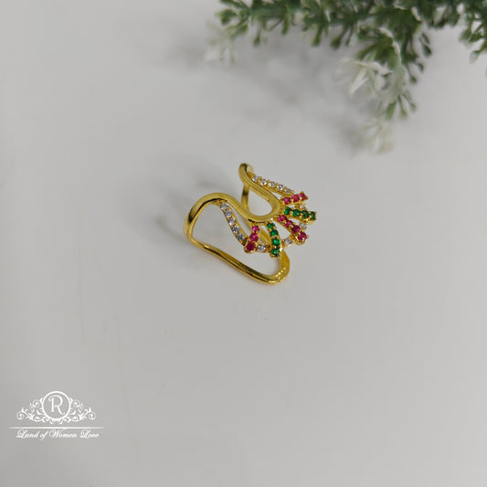 ring 92.5 silver pink, green and white stones vanki ring 92.5 silver ramala jewelry / ramala collections