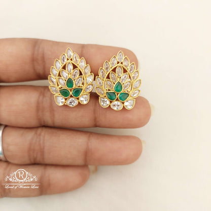 Silver White Stones Earrings-A041