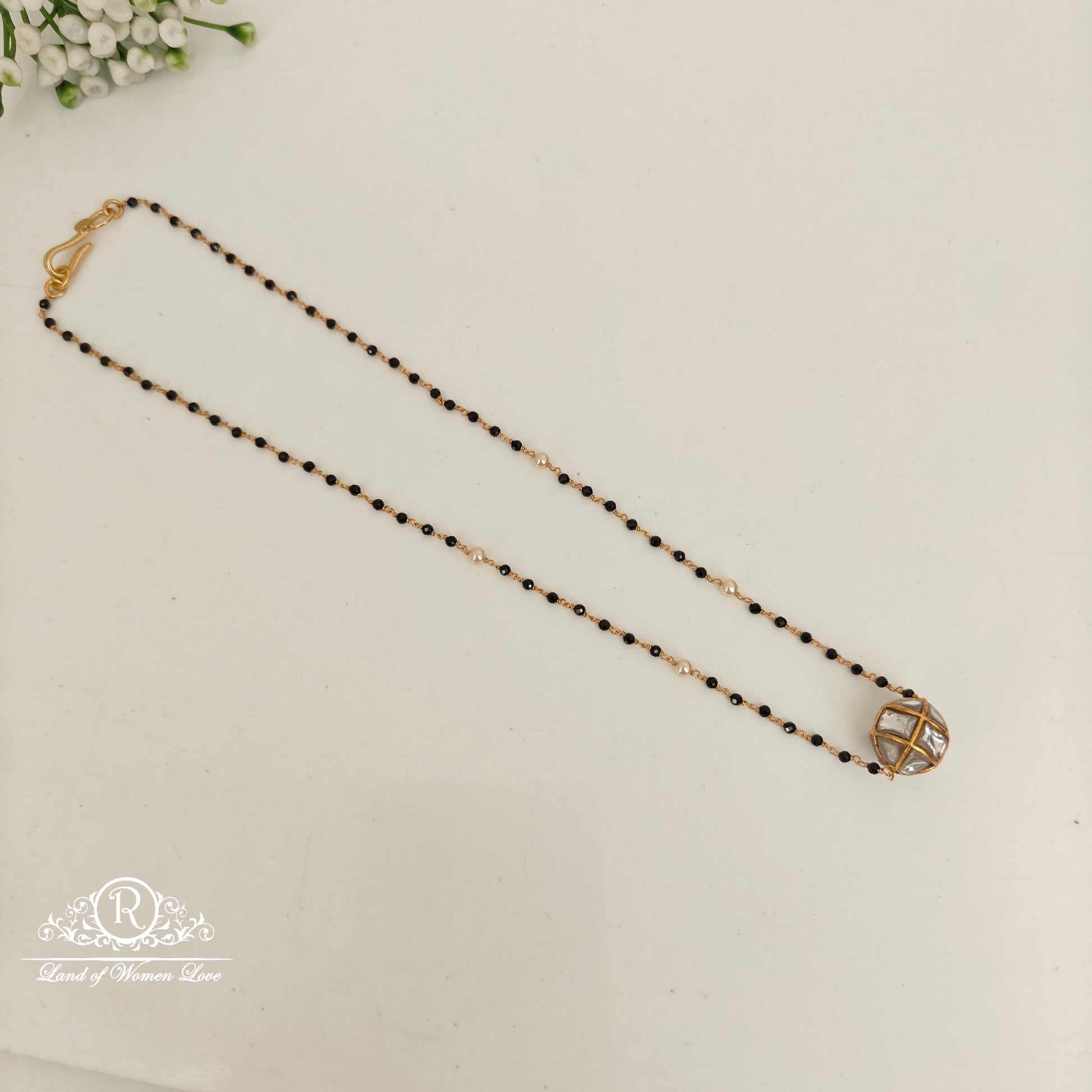 92.5 silver simple and cute black beads - rch944 92.5 silver ramala jewelry / ramala collections