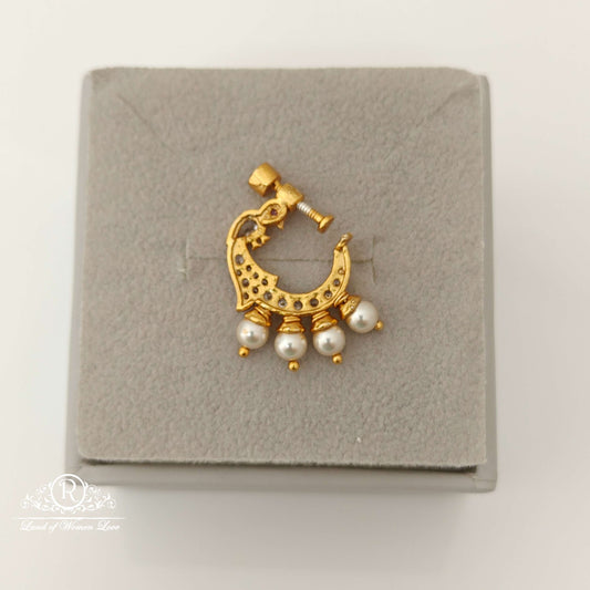 Silver Peacock Design Nose pin-RCJR664