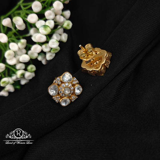 92.5 silver simple and Cute earrings with white stones -RCAD03