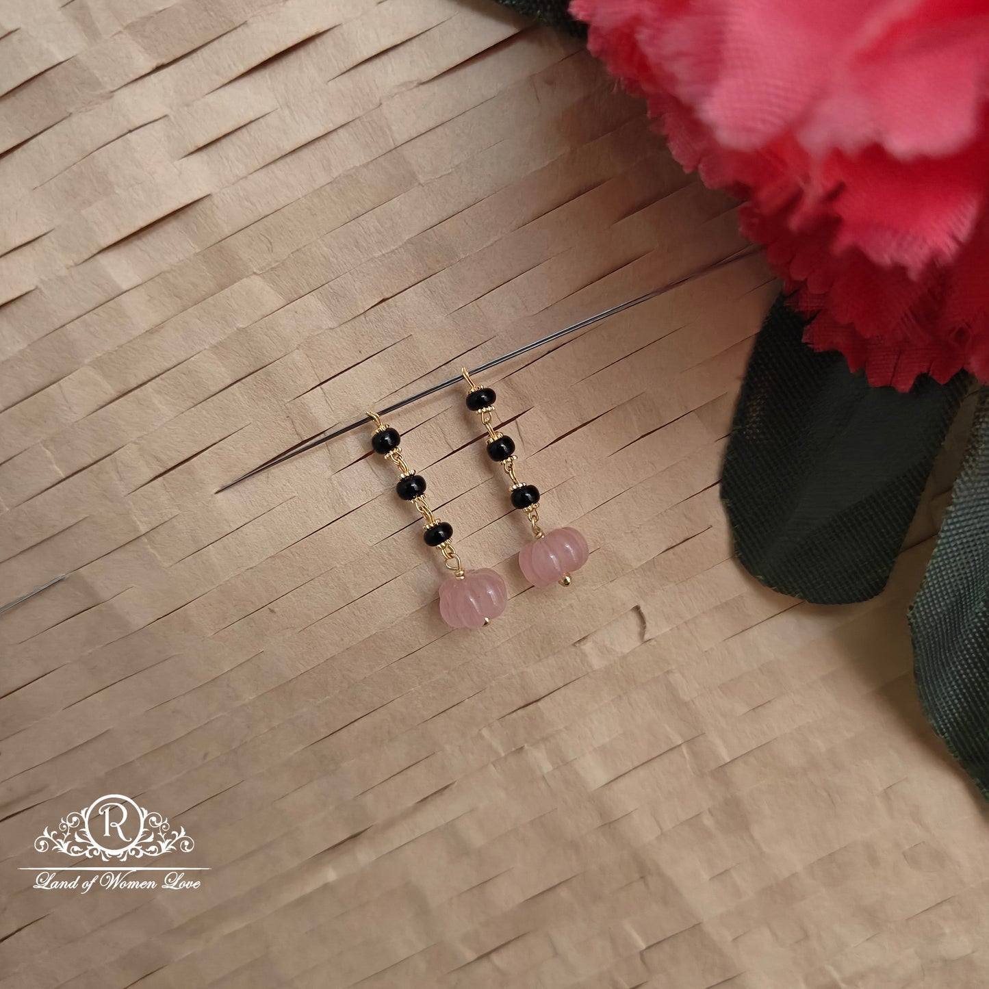 earrings 92.5 silver cute black bead hangings -rch981 92.5 silver ramala jewelry / ramala collections