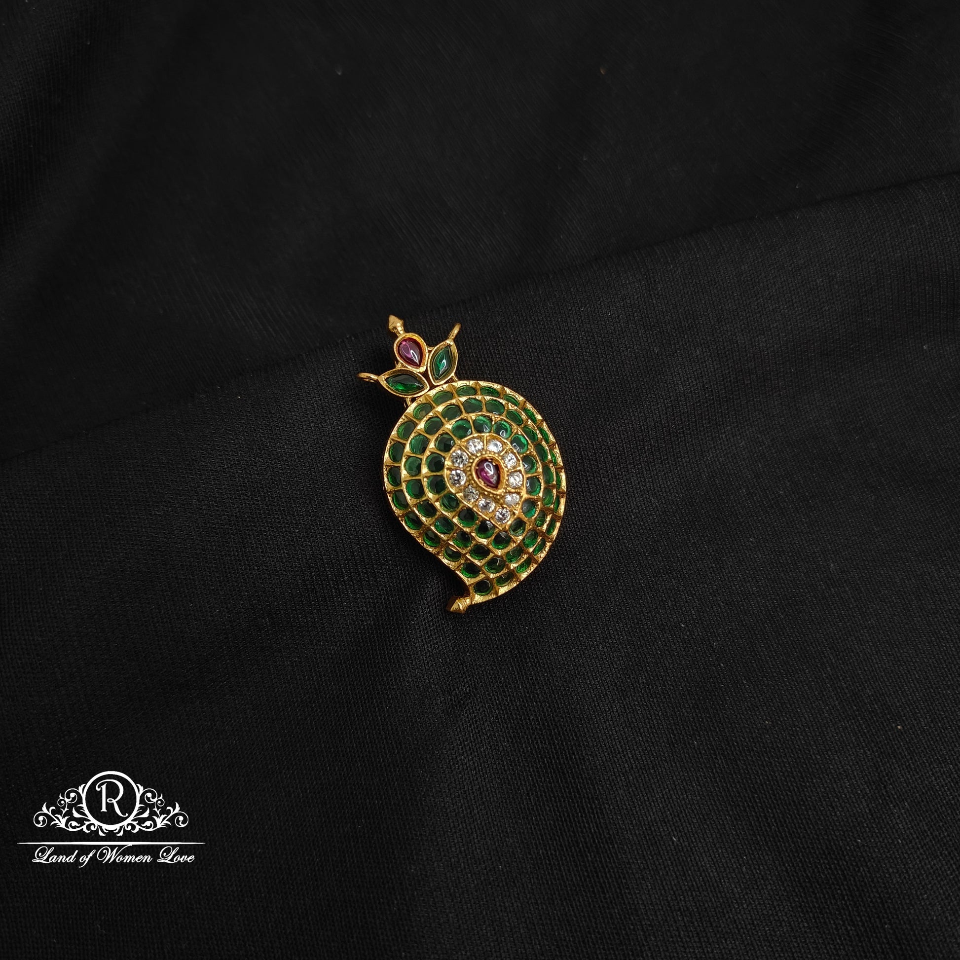 pendant 92.5 silver mango design green and ruby pendant-rcm1153 ruby 92.5 silver ramala jewelry / ramala collections