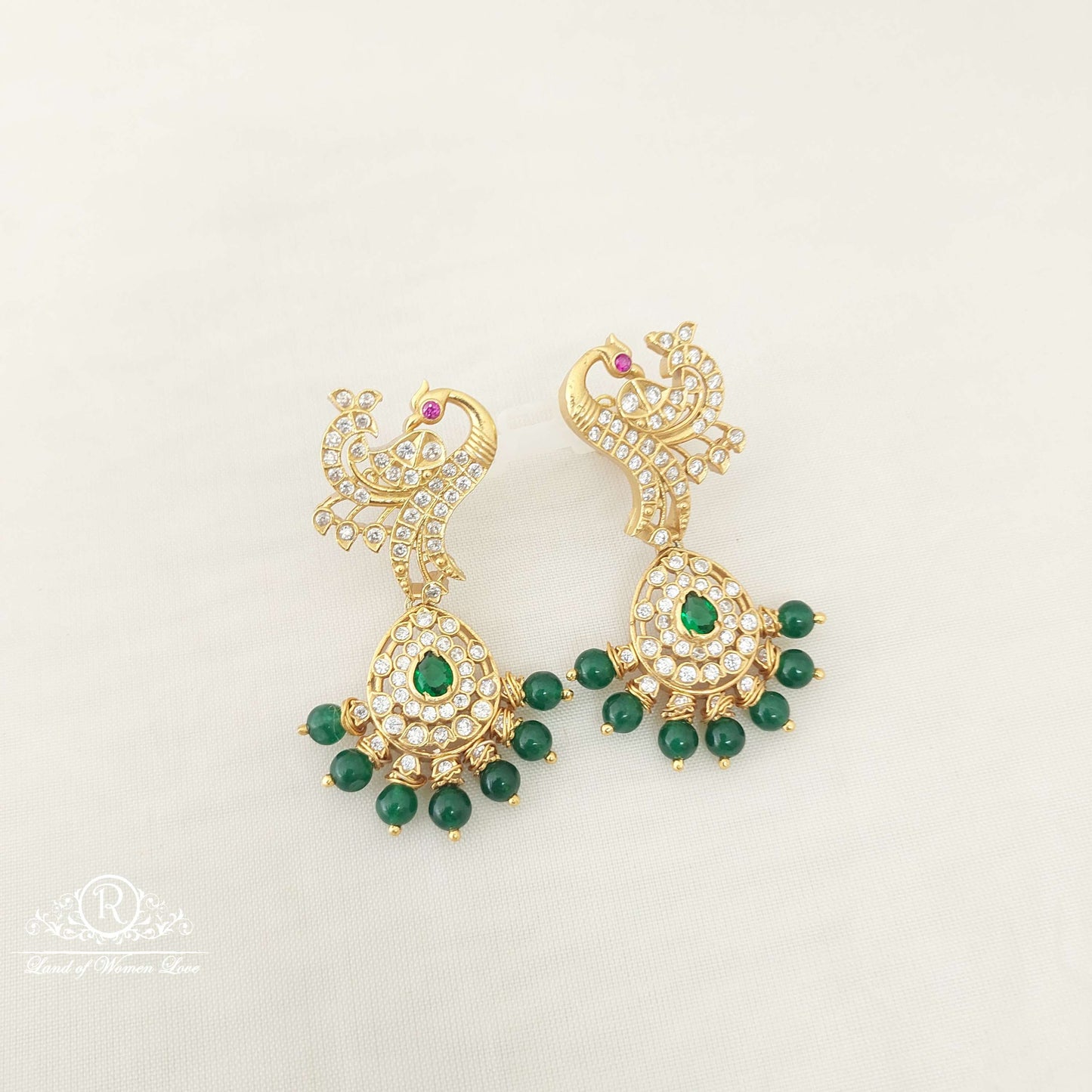 earrings silver peacock earrings-sa455 92.5 silver ramala jewelry / ramala collections