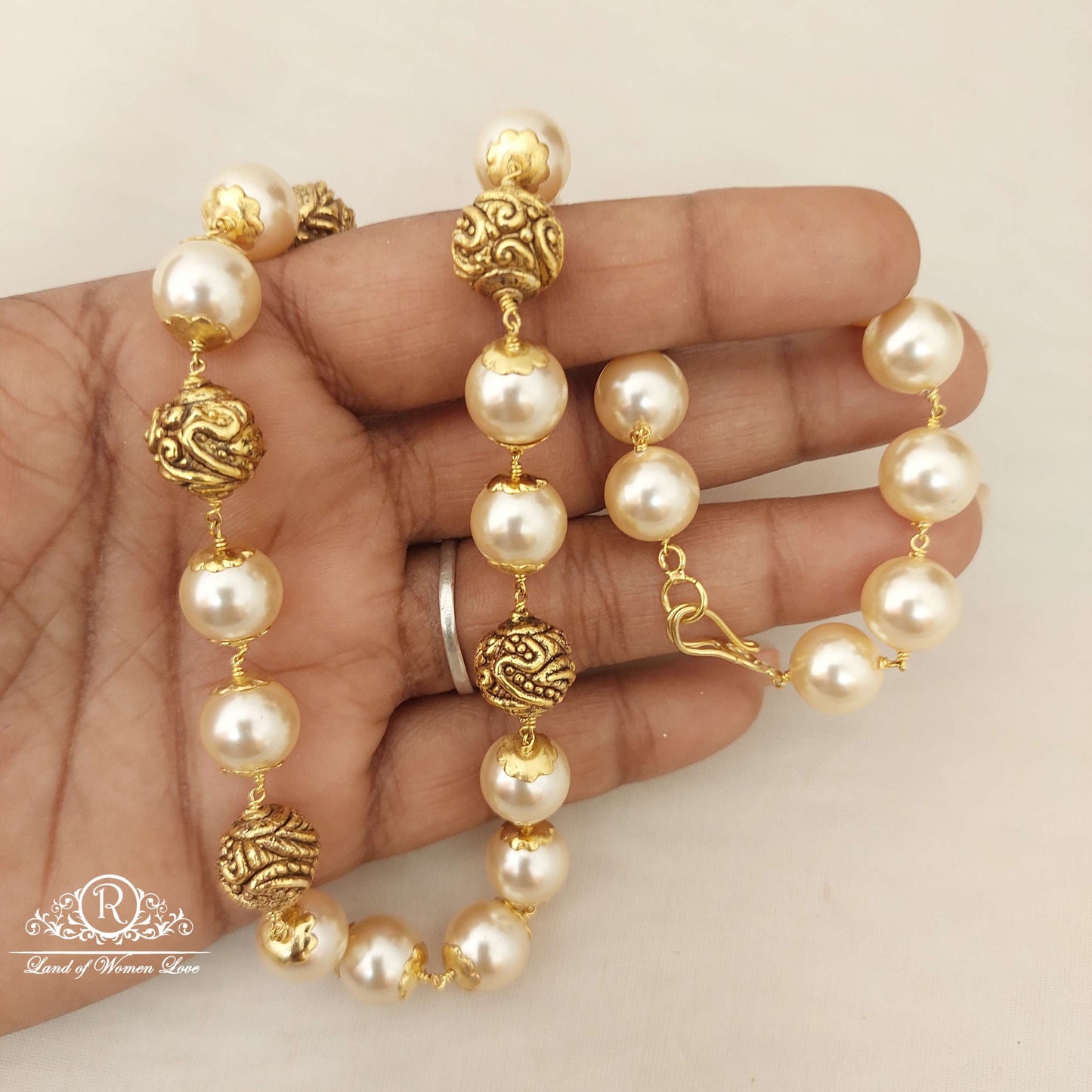 Silver Pearls Beads Mala-H092