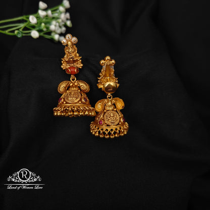 92.5 silver simple and Cute  earrings with Lakshmi Devi Design  -RCZ83
