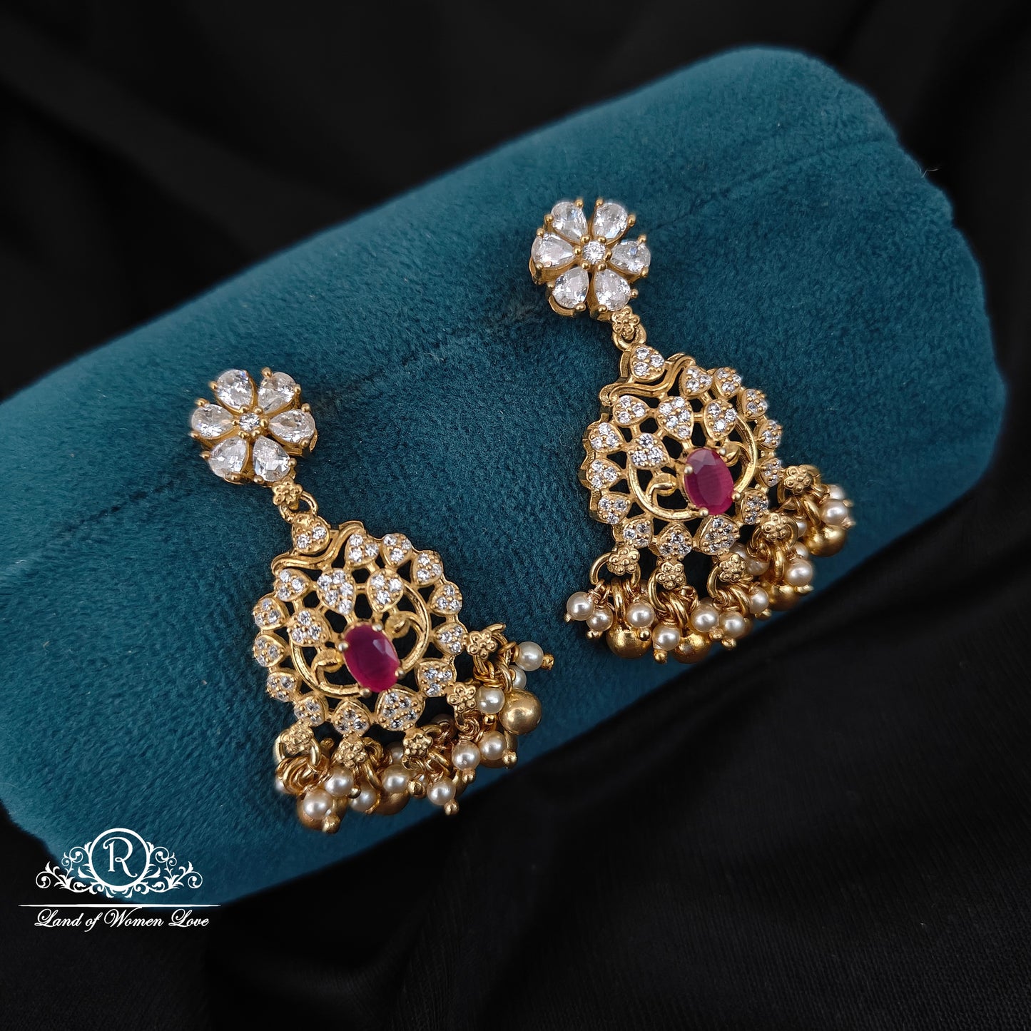 chandbali 92.5 silver simple and cute chandbali with cz- stones and hangings cz 92.5 silver ramala jewelry / ramala collections