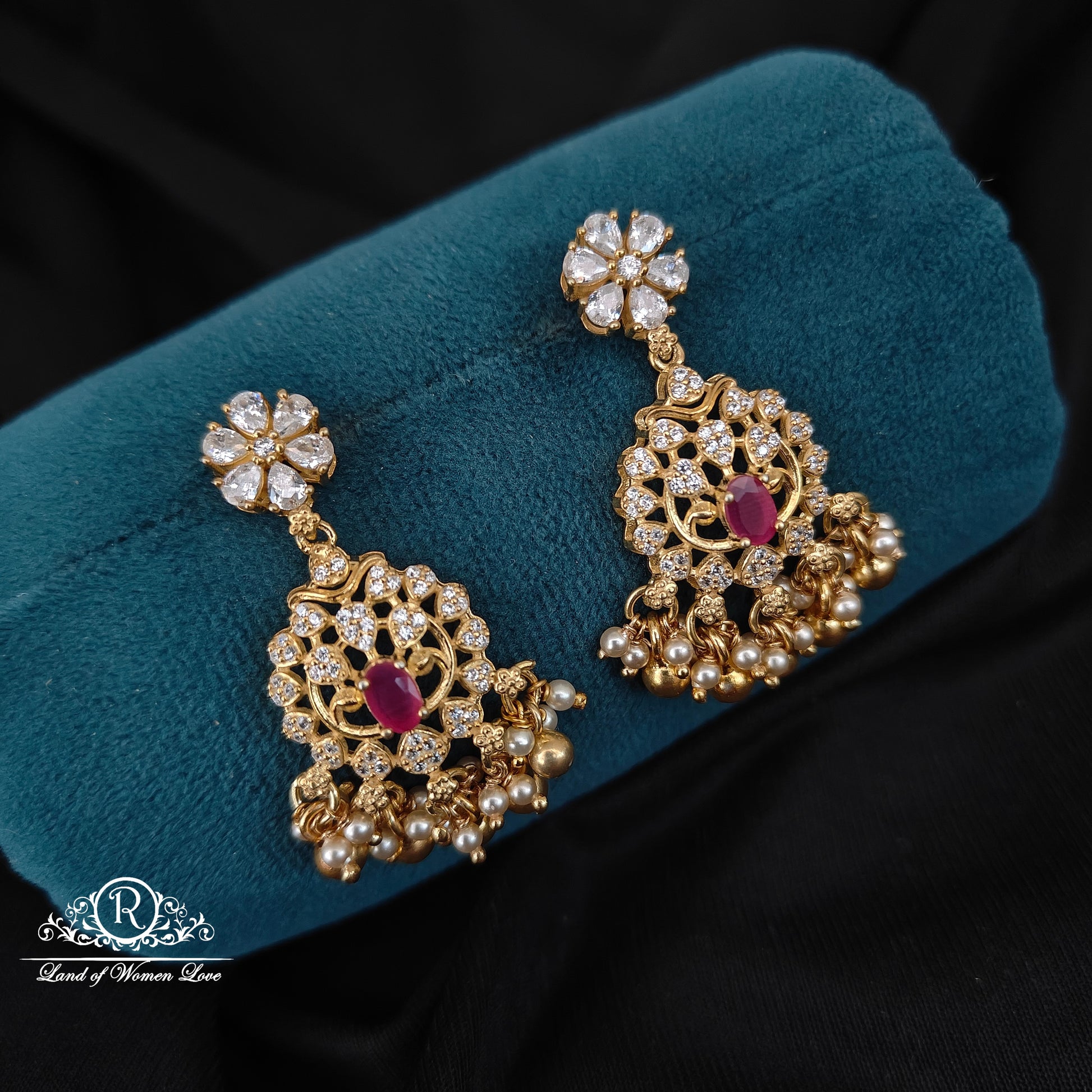 chandbali 92.5 silver simple and cute chandbali with cz- stones and hangings cz 92.5 silver ramala jewelry / ramala collections