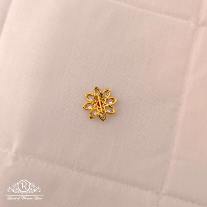 Silver White Stones Side Flower Design Small Pendent-JR144