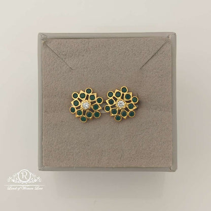 stud silver green stones design stud earrings-rccp167 92.5 silver ramala jewelry / ramala collections