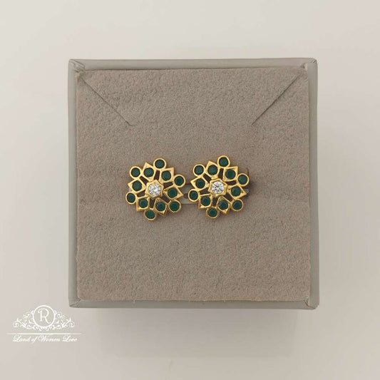 stud silver green stones design stud earrings-rccp167 92.5 silver ramala jewelry / ramala collections