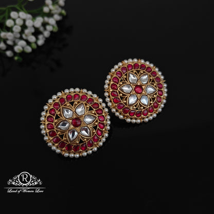 earrings 92.5 silver kundans earrings-rcpk013 92.5 silver ramala jewelry / ramala collections