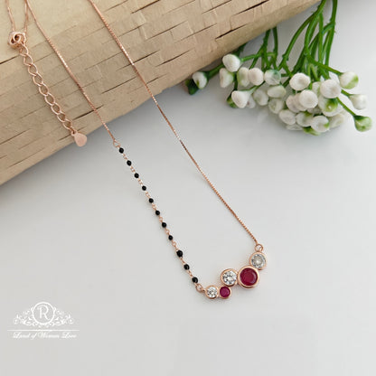 Silver rose gold polish black beads chain -RCRC15-6