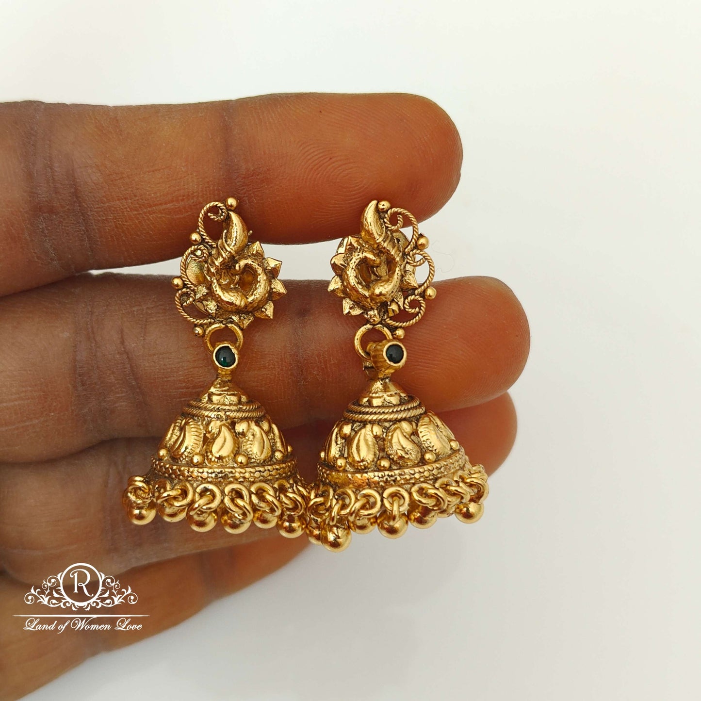 Silver Peacock Design jhumkas-RCJR581-1