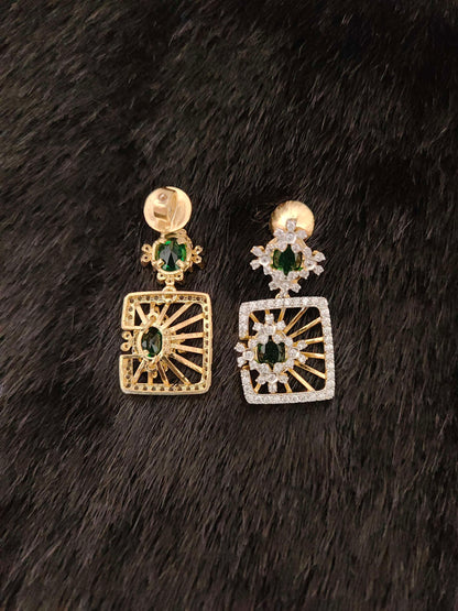 Silver CZ- White Stones Earrings-RCJR241