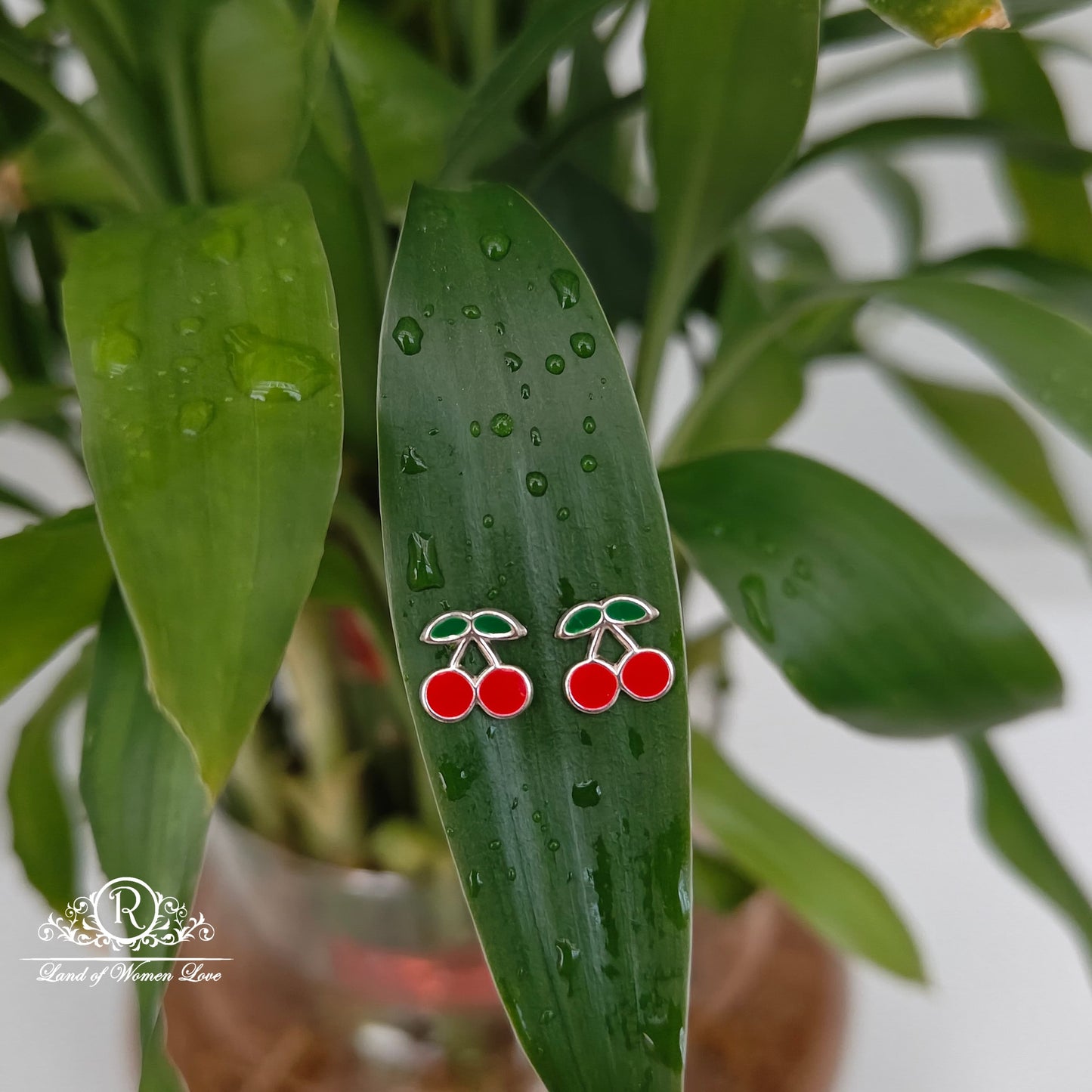 stud silver strawberry kids earrings -rchs33-12 92.5 silver ramala jewelry / ramala collections