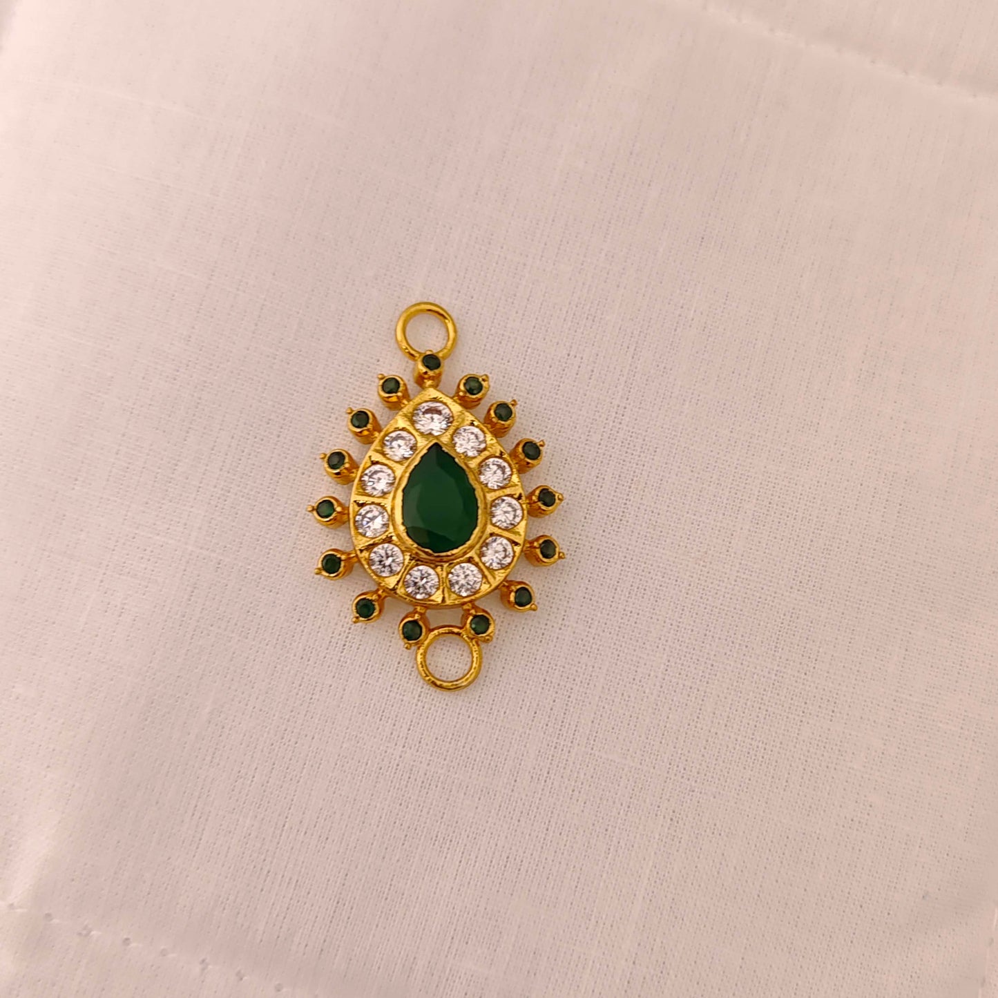 Silver Green Stones Side Pendant Design-JR140