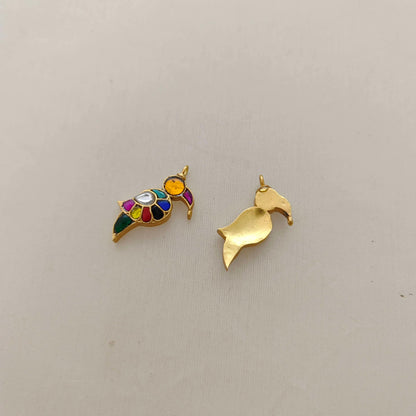 Silver kundan navaratna bird pendant -RCD261