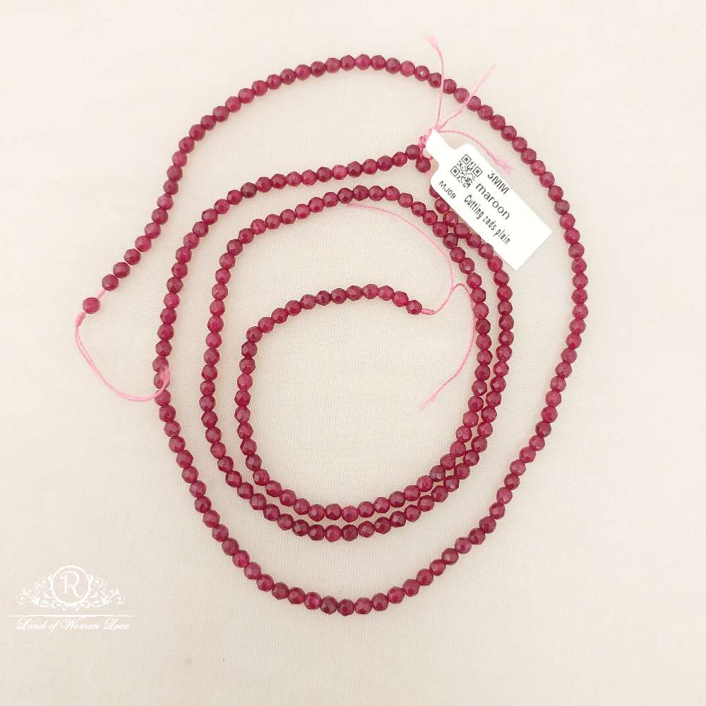 3mm meroon cutting zads plain beads-mj09 92.5 silver ramala jewelry / ramala collections