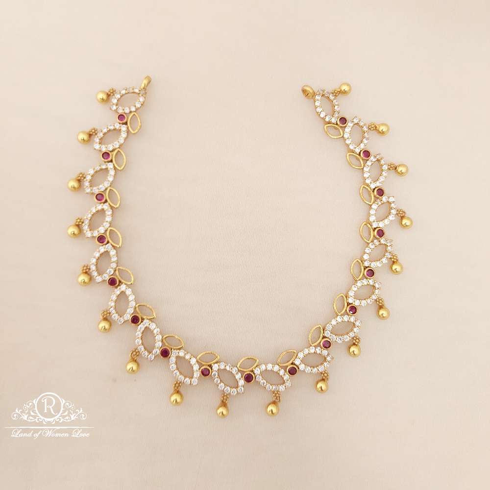 Silver White Stones Necklace-K52