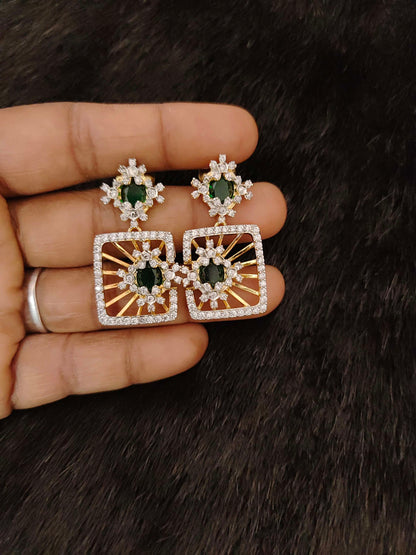 Silver CZ- White Stones Earrings-RCJR241