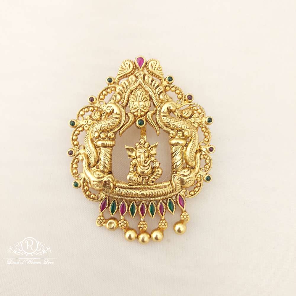 silver peacock with ganesh design locket-m180 92.5 silver ramala jewelry / ramala collections