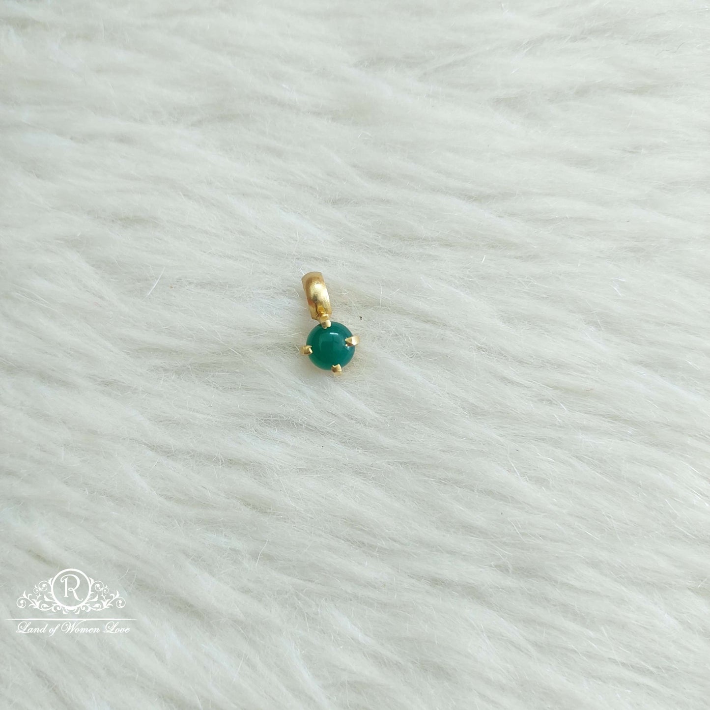 Silver Small Green Stone Locket-SA569