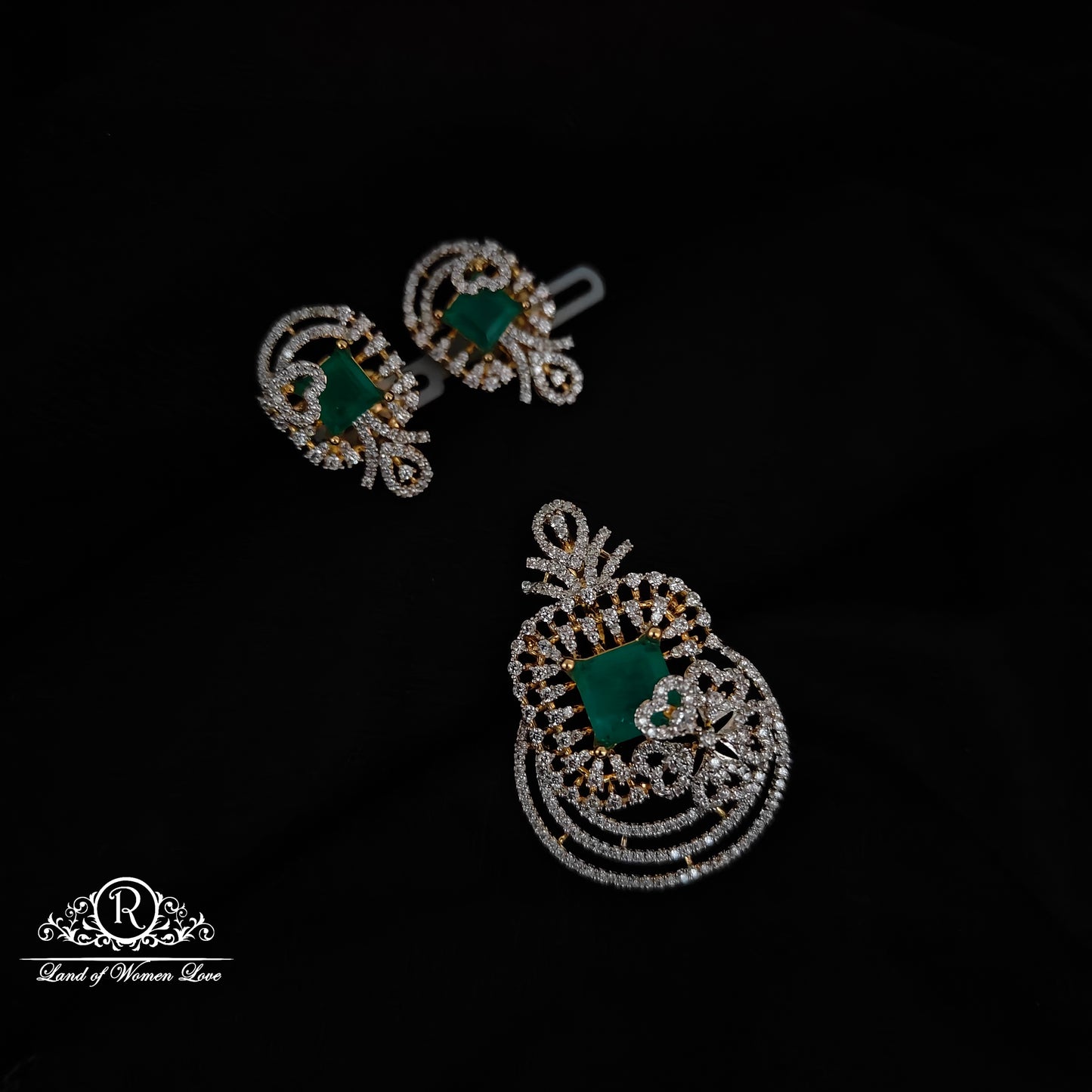 Silver CZ- stone pendant -RCDS421